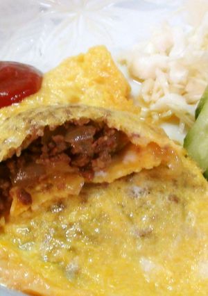 ご飯がすすむ☆玉ねぎ＆ひき肉オムレツ☆-レシピのメイン写真