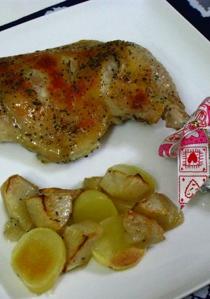 簡単ローストチキン～りんご＆ポテト添え～-レシピのメイン写真