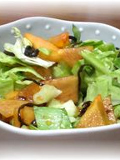 柿とキャベツの塩昆布和え-レシピのメイン写真