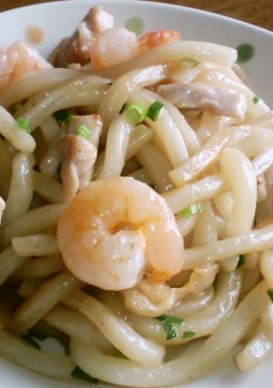 鶏とえびの和洋焼うどん～しょうゆ風味～-レシピのメイン写真