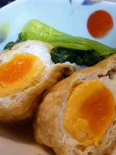 ジューシー卵in油揚げとチンゲン菜の煮物-レシピのメイン写真