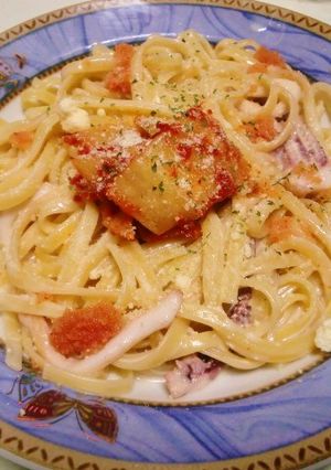 タラコ・イカ・キムチ☆クリームパスタ-レシピのメイン写真