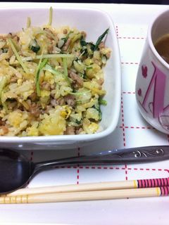 水菜とひき肉の炒めごはん-レシピのメイン写真