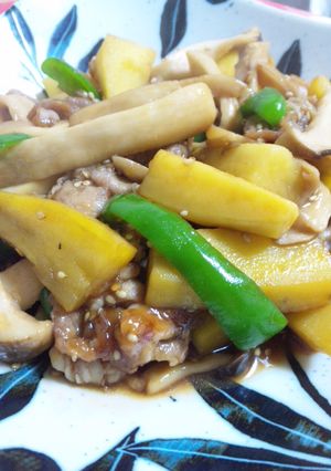 黄金せんがん（さつまいも）とキノコ炒め-レシピのメイン写真