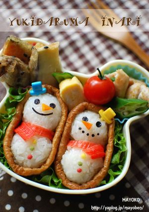 冬弁♪雪だるまのお稲荷さん弁当-レシピのメイン写真