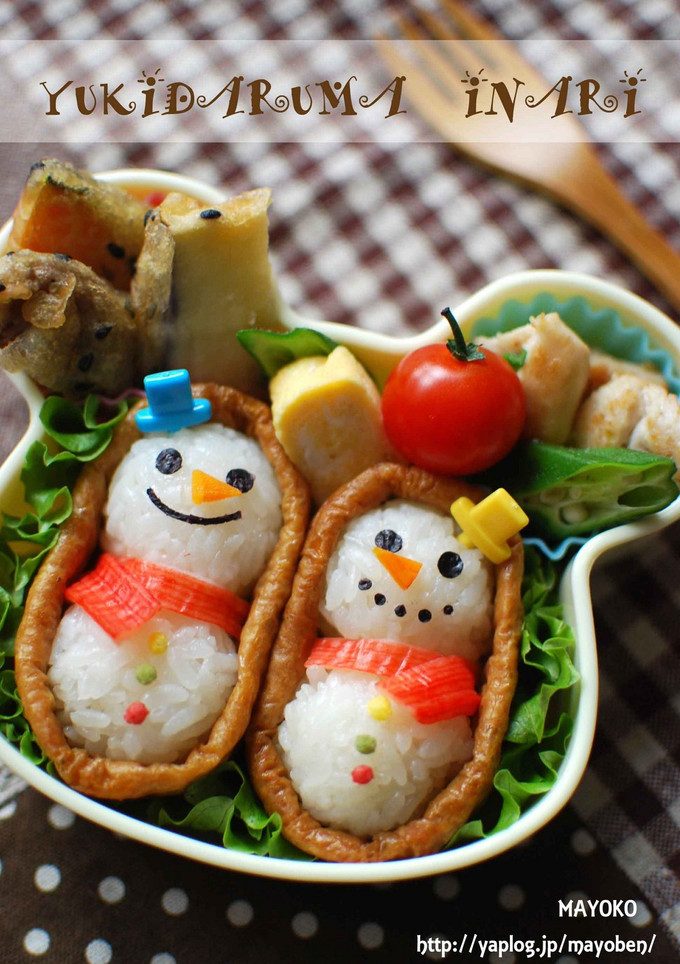 冬弁♪雪だるまのお稲荷さん弁当-レシピのメイン写真