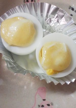お弁当に♪ゆで卵のからしマヨ焼き-レシピのメイン写真