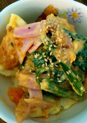 ほうれん草とハムのゆで卵マヨ味噌和え-レシピのメイン写真