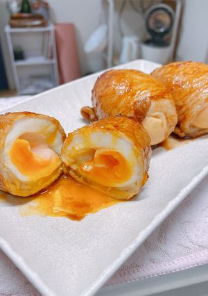基本の甘辛い味付けで¨̮⃝半熟卵の肉巻き-レシピのメイン写真