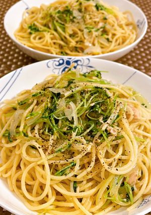 ツナと豆苗のガーリックパスタ-レシピのメイン写真