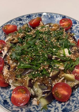 鶏ささみとなすの梅ポン和え-レシピのメイン写真