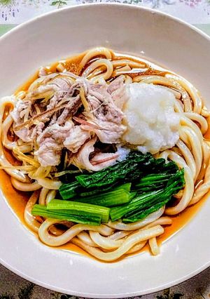 簡単昼食豚冷しゃぶ大根小松菜冷やしうどん-レシピのメイン写真
