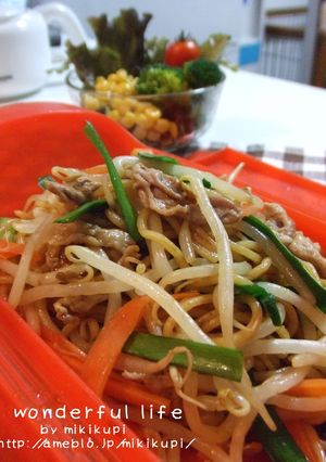 ルクエ de 簡単カレー風味焼きそばん♪-レシピのメイン写真