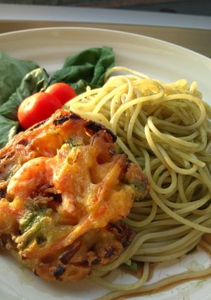 簡単ランチ♪抹茶かき揚げパスタ-レシピのメイン写真