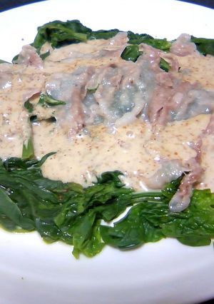 ほうれん草と豚バラ肉のゴマドレ和え-レシピのメイン写真