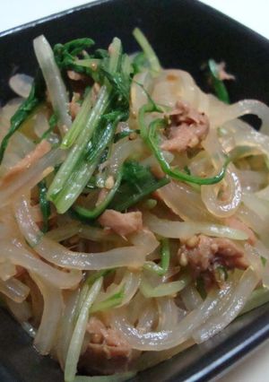 ヘルシー！マヨなしツナと水菜の和風サラダ-レシピのメイン写真