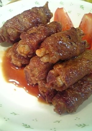 甘辛タレで～れんこんの豚肉巻き～-レシピのメイン写真