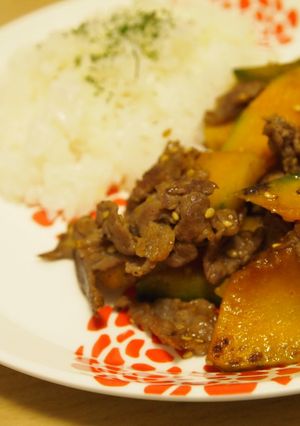 かぼちゃと牛肉の味ぽん炒め-レシピのメイン写真
