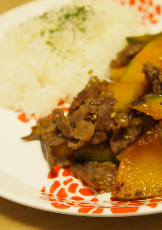 かぼちゃと牛肉の味ぽん炒め-レシピのメイン写真