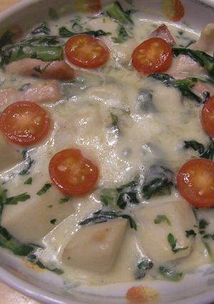 春菊と里芋のカレー風味グラタン-レシピのメイン写真