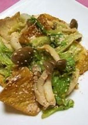 厚揚げとレタスの明太マヨ炒め♪-レシピのメイン写真
