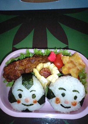 キャラ弁☆おむすびまん&こむすびまん弁当-レシピのメイン写真