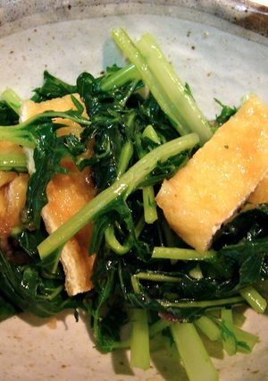 水菜と油揚げをドレッシングで♪-レシピのメイン写真