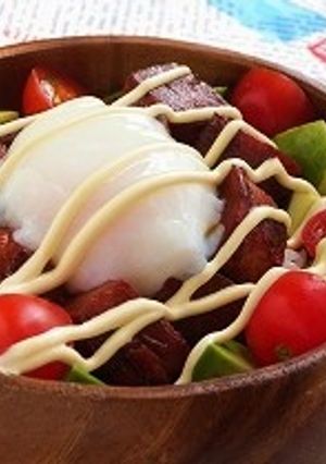 アボカドスパムの照り焼き丼　温玉のっけ-レシピのメイン写真