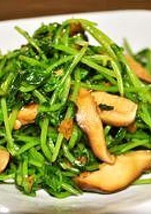 豆苗と椎茸の生姜醤油和え-レシピのメイン写真