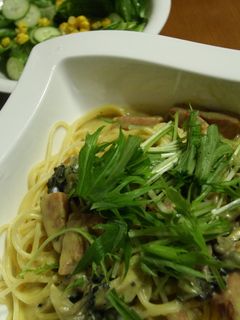 水菜しゃきしゃきカレークリームスパゲティ-レシピのメイン写真