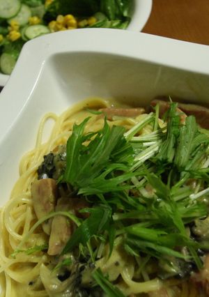 水菜しゃきしゃきカレークリームスパゲティ-レシピのメイン写真