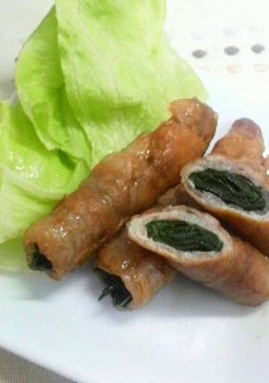 豚肉のモロヘイヤ巻き(照り焼き風)-レシピのメイン写真