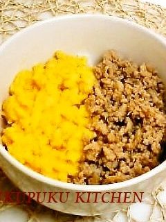 冷めても美味しい♪鶏そぼろ丼(二色丼)-レシピのメイン写真
