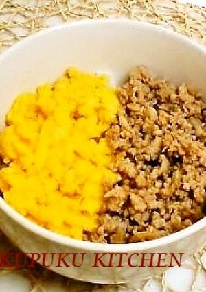 冷めても美味しい♪鶏そぼろ丼（二色丼）-レシピのメイン写真