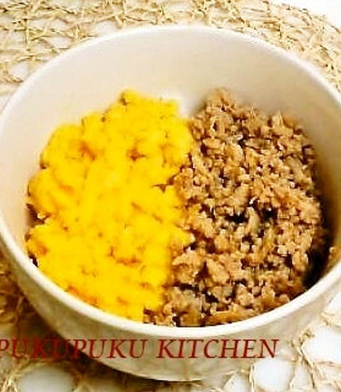 冷めても美味しい♪鶏そぼろ丼（二色丼） by ぷくっとぷくまる