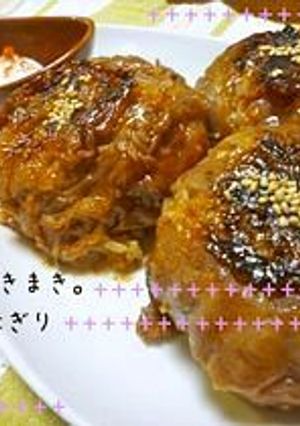 焼き肉タレの肉巻きにぎり。炊き込みご飯で-レシピのメイン写真