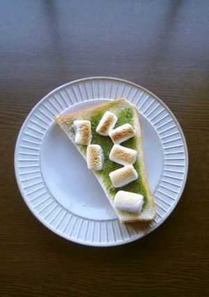 おやつトースト☆抹茶ラテ＋マシュマロ-レシピのメイン写真