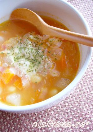 食べるスープ☆かぶとお豆のミネストローネ-レシピのメイン写真