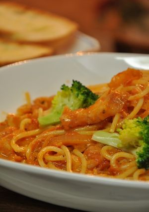 厚切りベーコンの♪トマトクリームパスタ-レシピのメイン写真