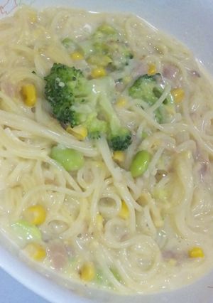 手抜き☆ｷｬﾝﾍﾞﾙでｽｰﾌﾟﾊﾟｽﾀ☆-レシピのメイン写真