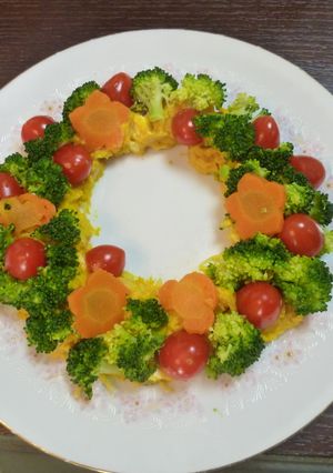 クリスマスに☆リース風サラダ-レシピのメイン写真