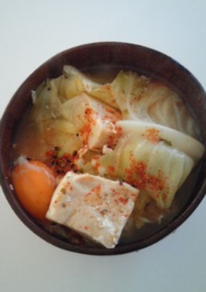 ハフハフ高野豆腐とキャベツの卵とじ汁-レシピのメイン写真