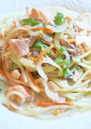 簡単・鮭クリームパスタ(▰˘◡˘▰)-レシピのメイン写真