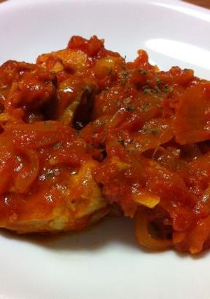 フライパンでチキンのトマト煮♪-レシピのメイン写真