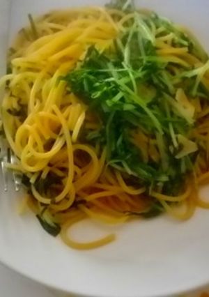 お昼に簡単♪水菜としそのパスタ♪-レシピのメイン写真
