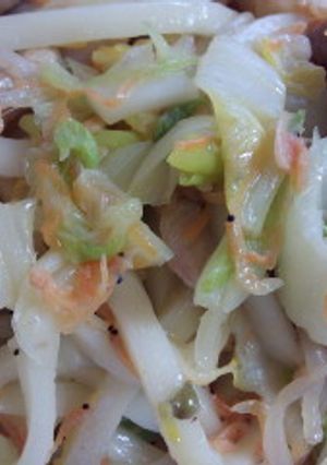 ごま油の香り♪おいしい白菜入り焼きうどん-レシピのメイン写真