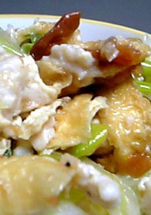 レンジで鶏ひき肉長ネギ油揚げ梅肉和え-レシピのメイン写真