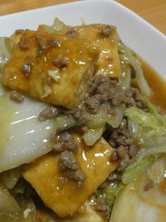 ひき肉入り・白菜と厚揚げの生姜焼き-レシピのメイン写真