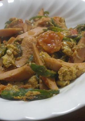 魚肉ソーセージ・卵・トマトの炒め物-レシピのメイン写真