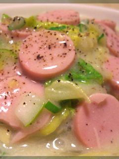 お魚ソーセージと白菜の豆乳クリーム煮-レシピのメイン写真